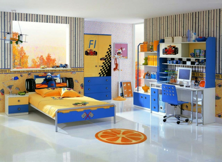 habitaciones-muebles-azul-coches-estilo