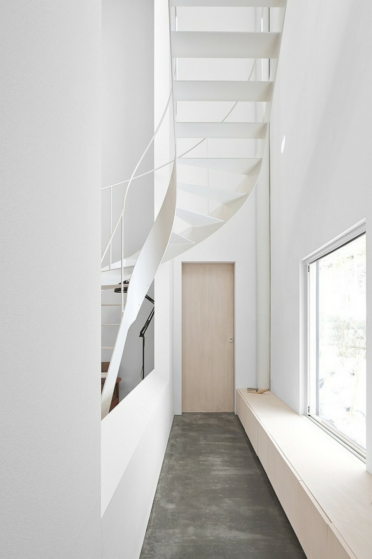recibidores modernos minimalistas-escalera-caracol