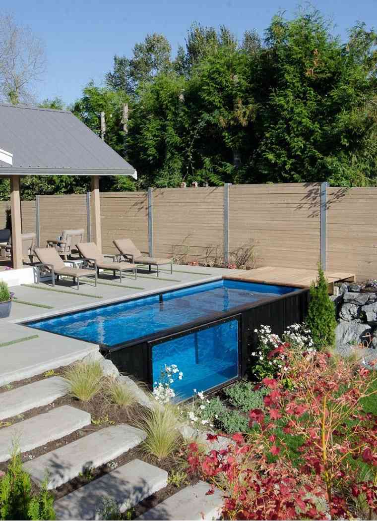 piscina diseño diferente-patios-acogedores