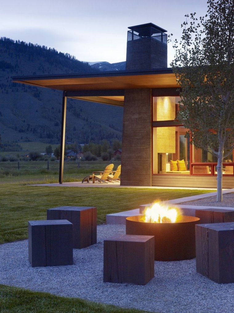 asientos para chimenea de jardín