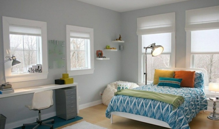 dormitorios juveniles-pared-color-gris