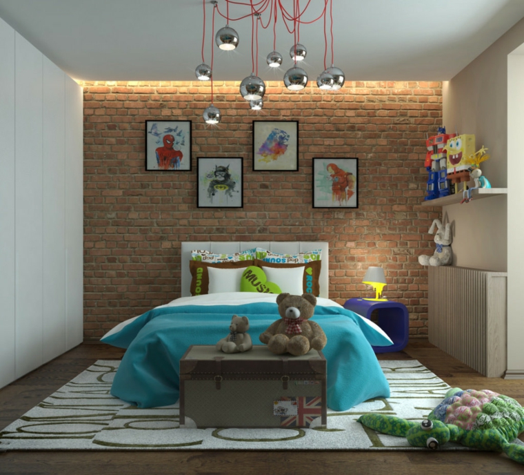 dormitorios-juveniles-pared-ladrillo-estilo
