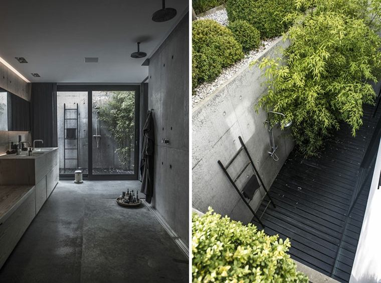 ducha diseño suelos concreto grises modernos