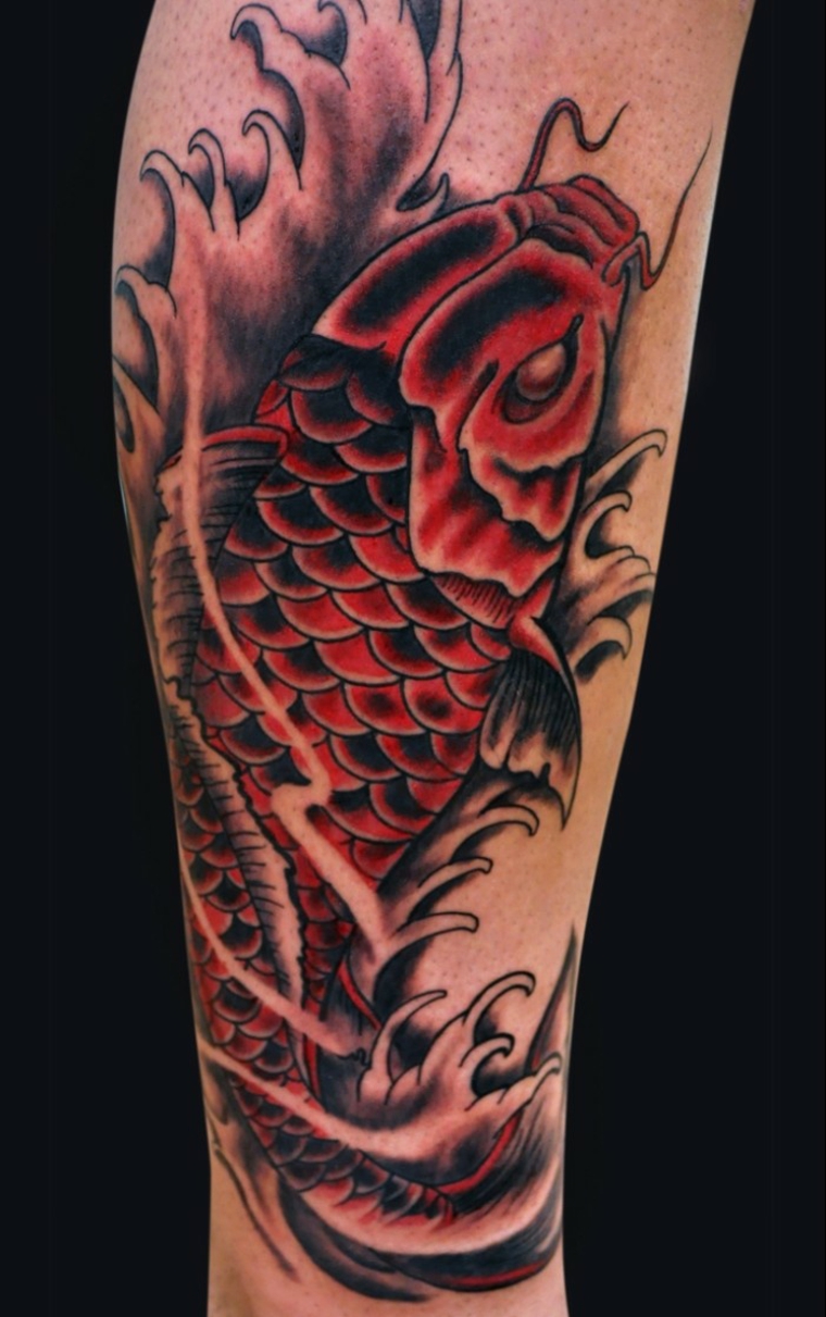 original tatuaje de peces Koi
