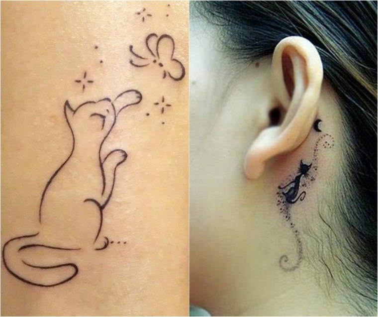 tatuajes de gatos cuello