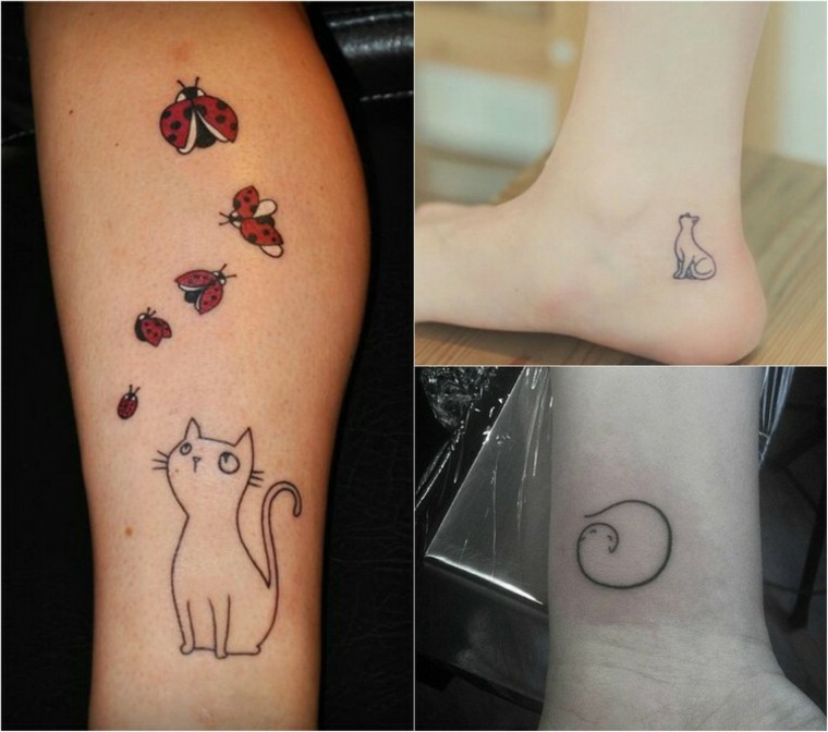 tatuajes de gatos piernas