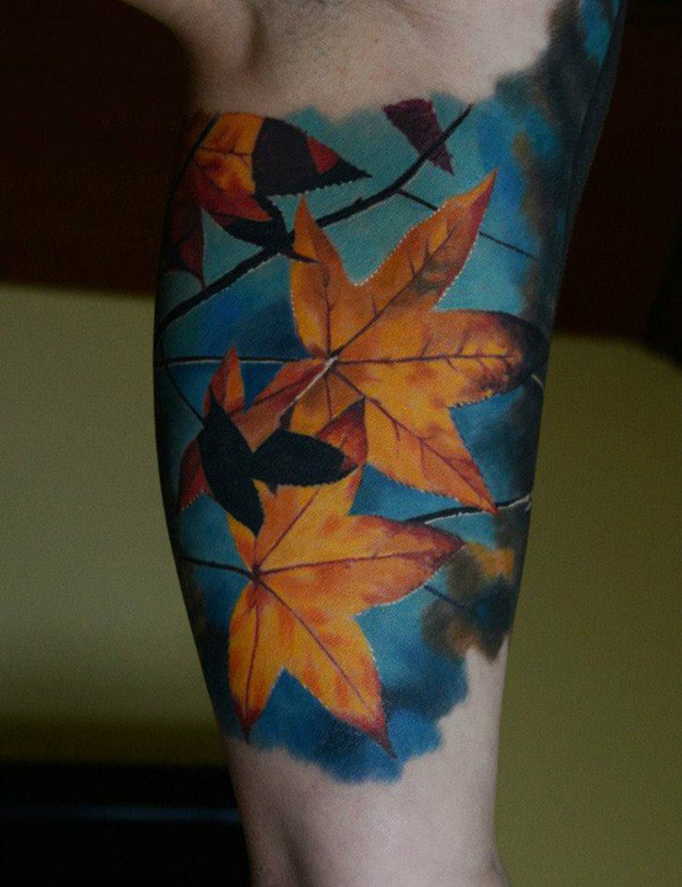 tatuaje femenino de hojas