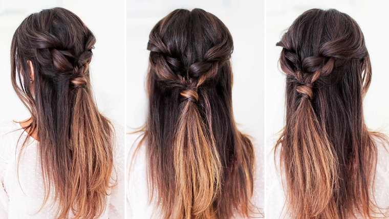 pelo largo suelto trenza mediana