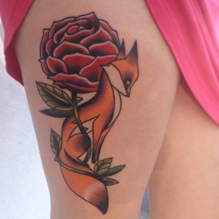 tatuajes-de-rosas-zorro-estilo-moderno