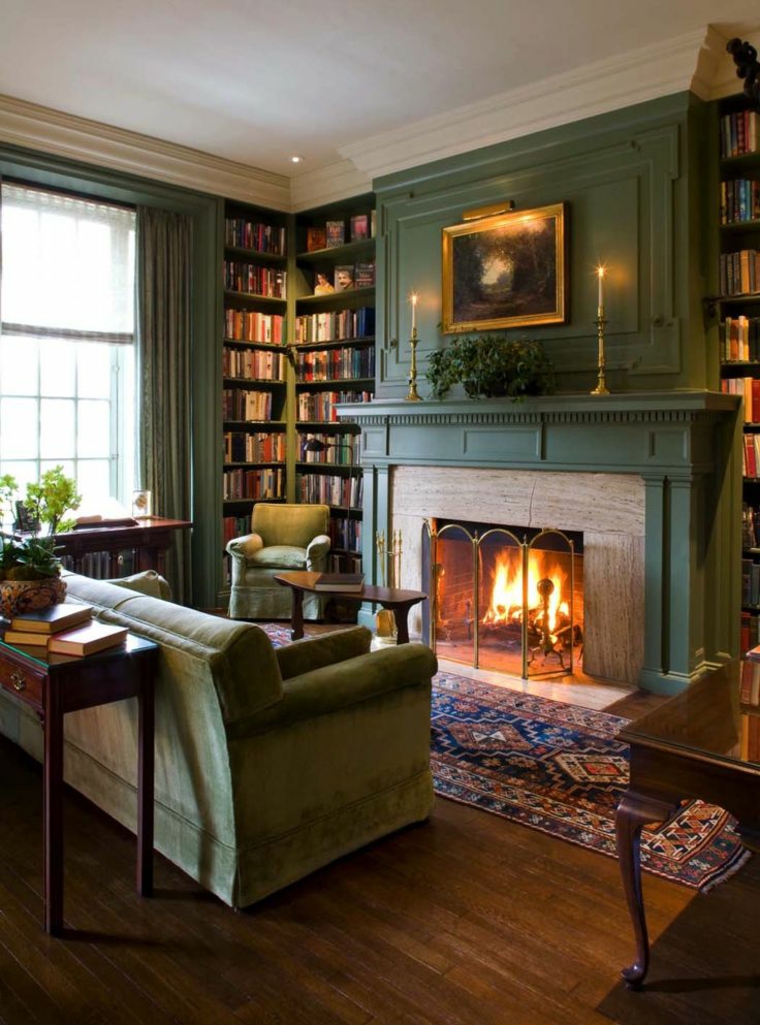 interior con chimenea