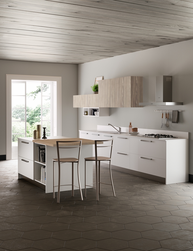 fotos de cocinas plano-abierto-muebles-blancos