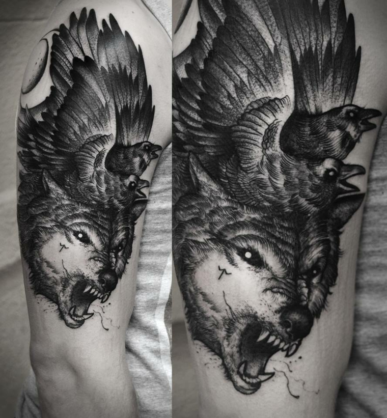 tatuaje-lobo-pajaro-opciones-disenos