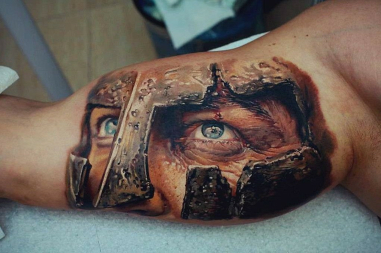 tatuajes-en-3D-mirada-guerrero