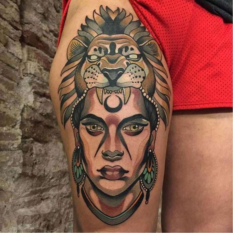 tatuajes originales diseño cabeza leon