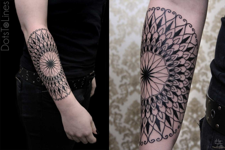 variante formas circulares tatuada