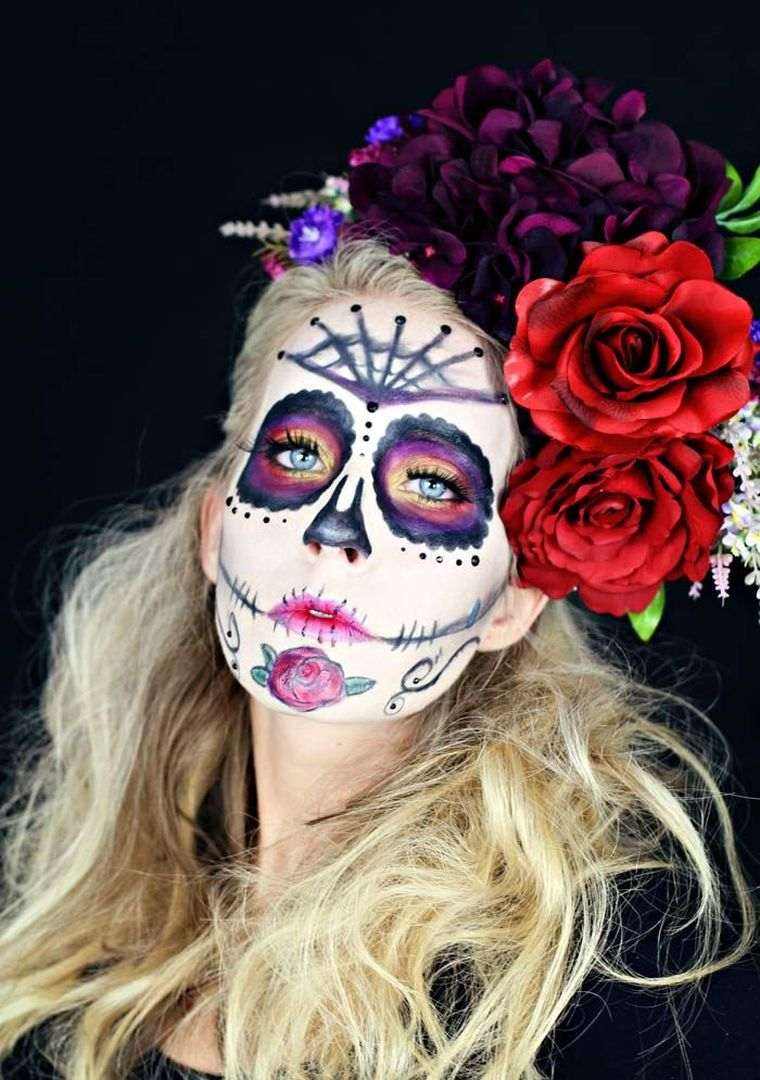 maquillaje-halloween-mujer-ideas-simples-corona-flores