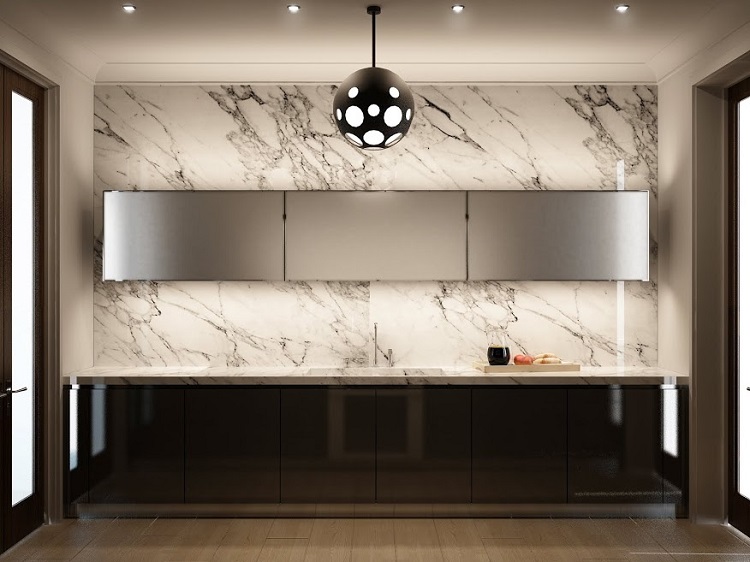 cocina lineal moderna led