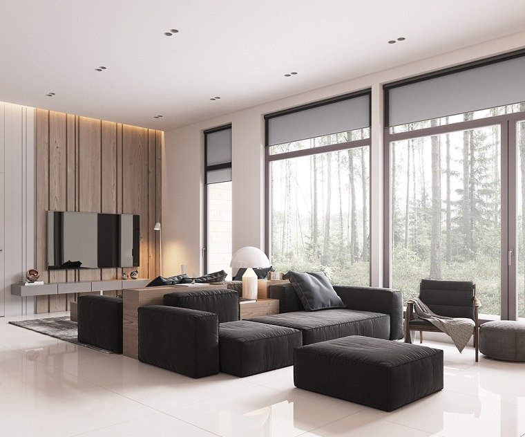 paneles-decorativos-salon-madera-sofá-color-negro