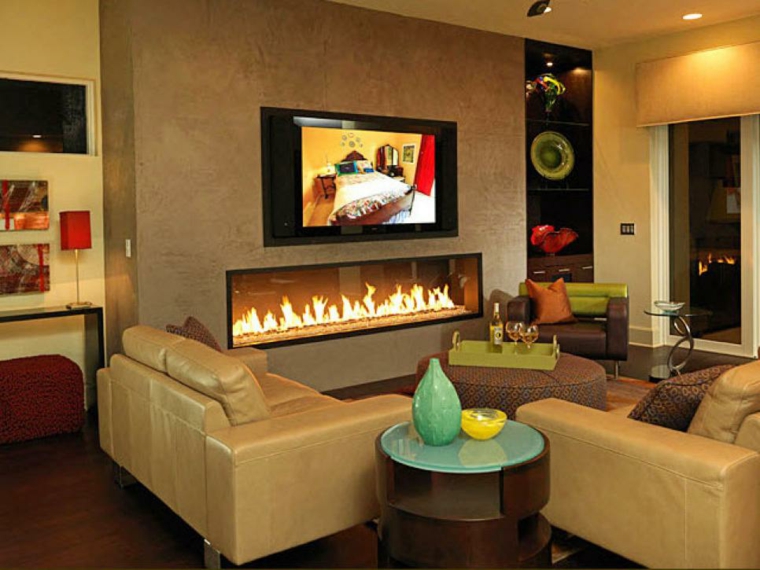 bonitos diseños de interiores con chimenea