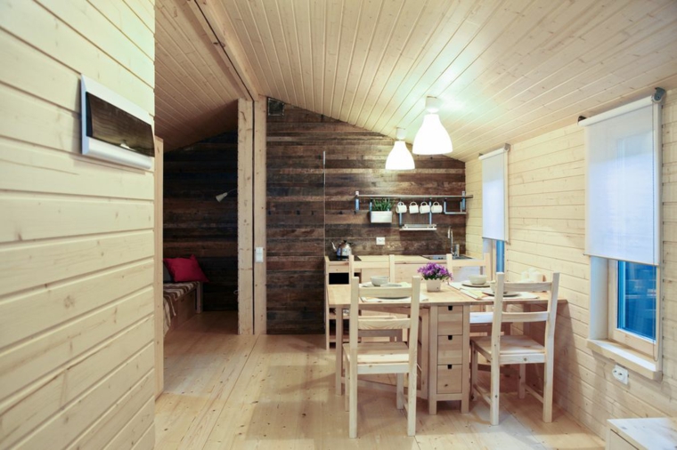 cocina-pequena-comedor-combinacion-pared-madera