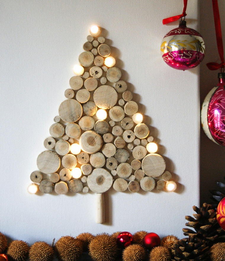 árbol de Navidad de rodajas de madera