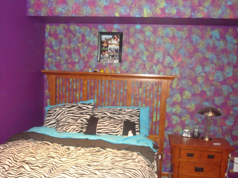pinturas modernas-opciones-esponjado-dormitorio-pared