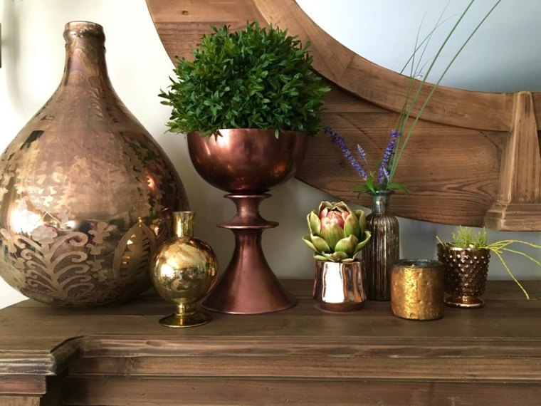 decoración de interiores cobre-rendencia-jarrones