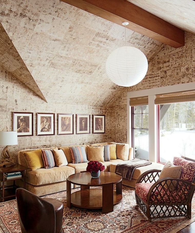 bonito salón de estilo rústico