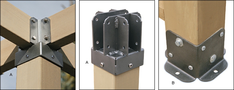 diferentes soportes para pérgolas