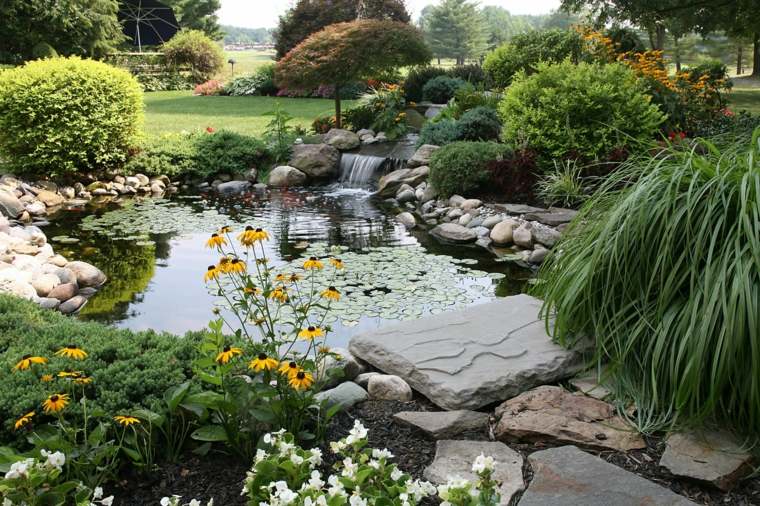 diseño de jardines rústicos estanque