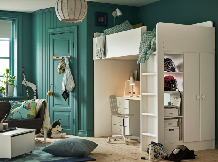 dormitorios-infantiles-diseno-opciones-combinacion-verde-blanco