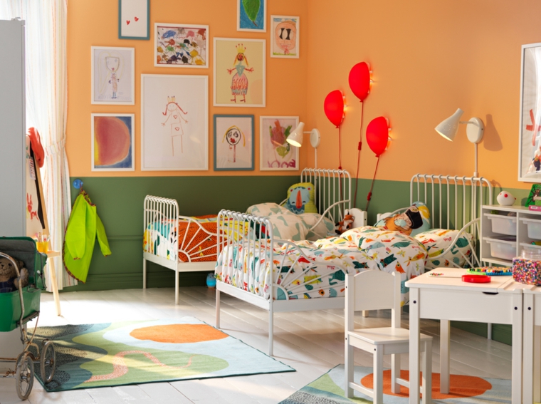 dormitorios-infantiles-diseno-opciones-combinacion-verde-naranja