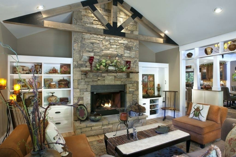 stone fireplace wall