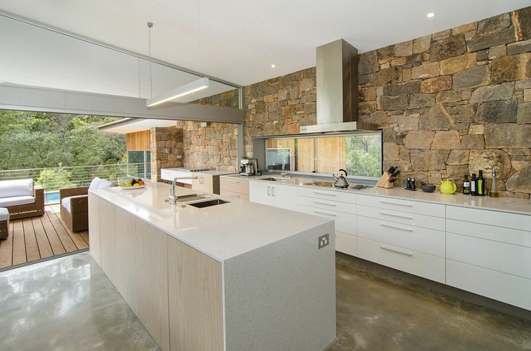 stone backsplash wall