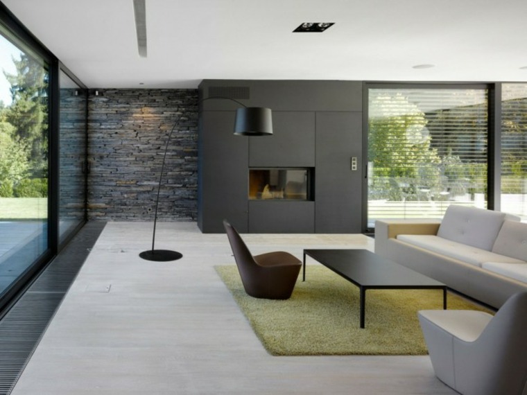 stone living room wall