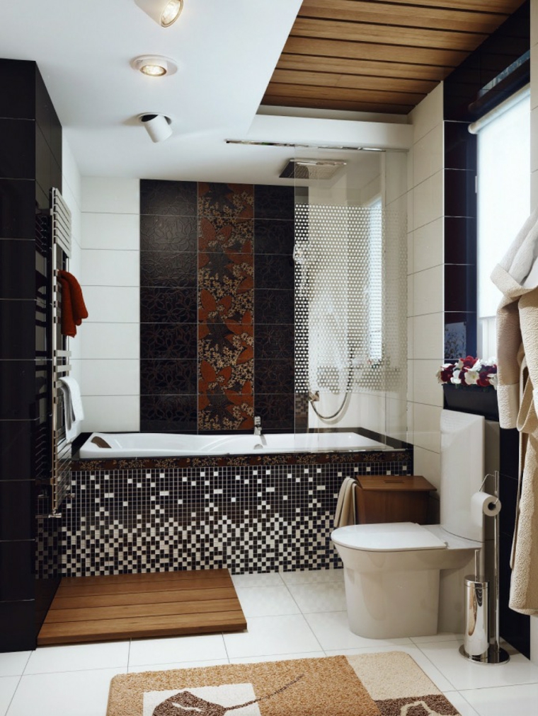 cuarto de baño con azulejos de mosaico