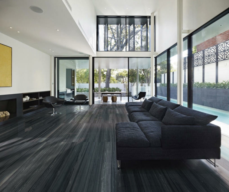 Decoracion de interiores con mármol negro: combinaciones