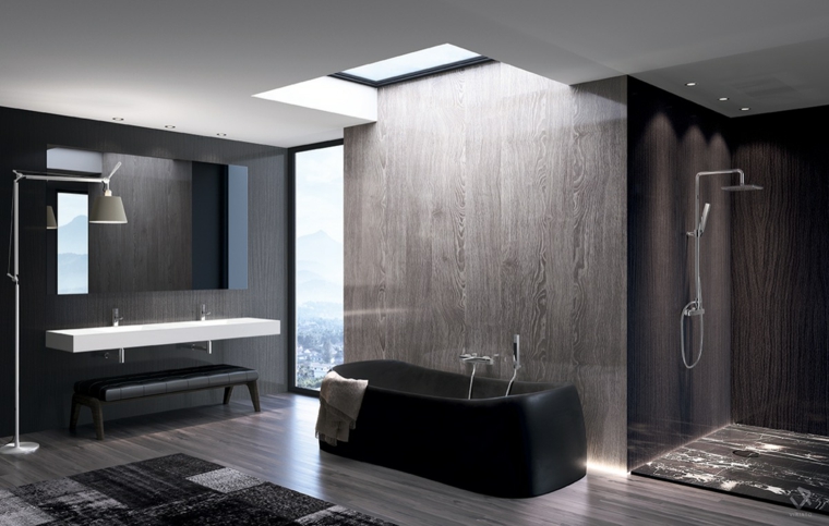 diseños de baños opciones-estilo-moderno-negro-gris