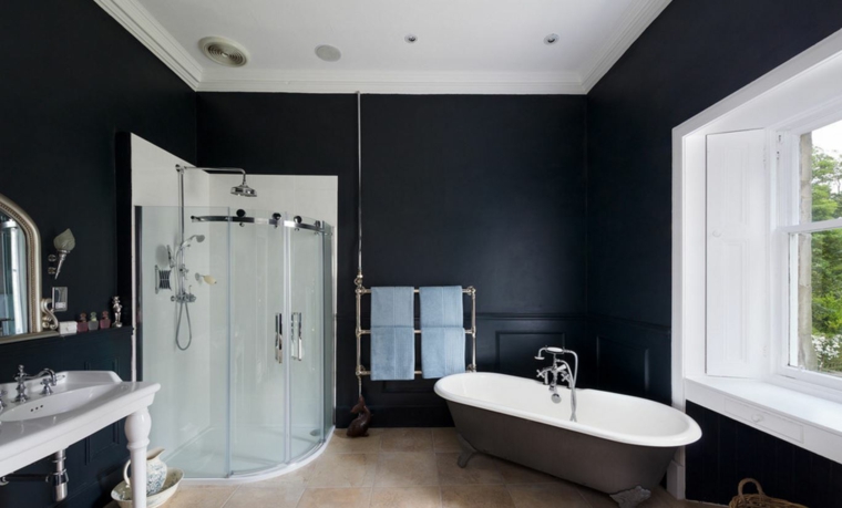 diseño de baños opciones-estilo-paredes-negras
