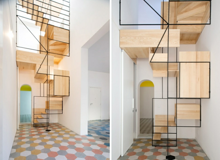 escaleras modernas-madera-interiores