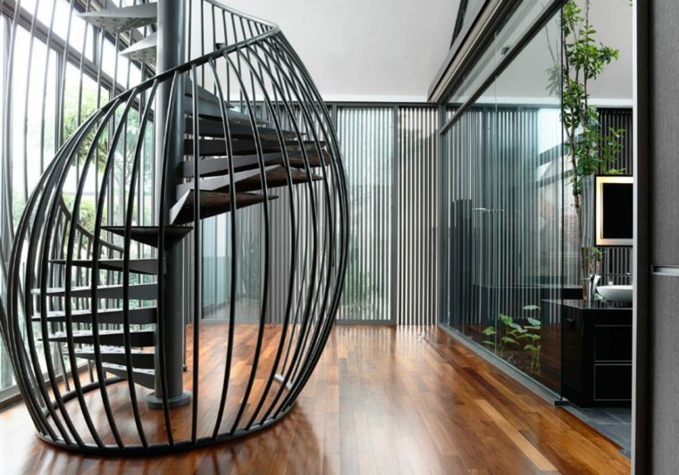 escaleras modernas-metal-decorar-interiores