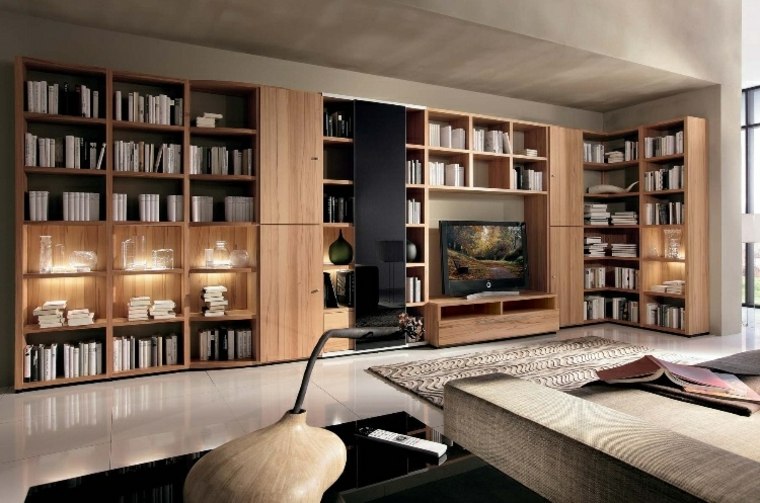 estantes para libros muebles-sala-estar-madera