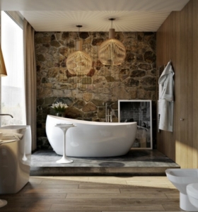 Baños modernos con piedra para crear ambientes frescos y naturales