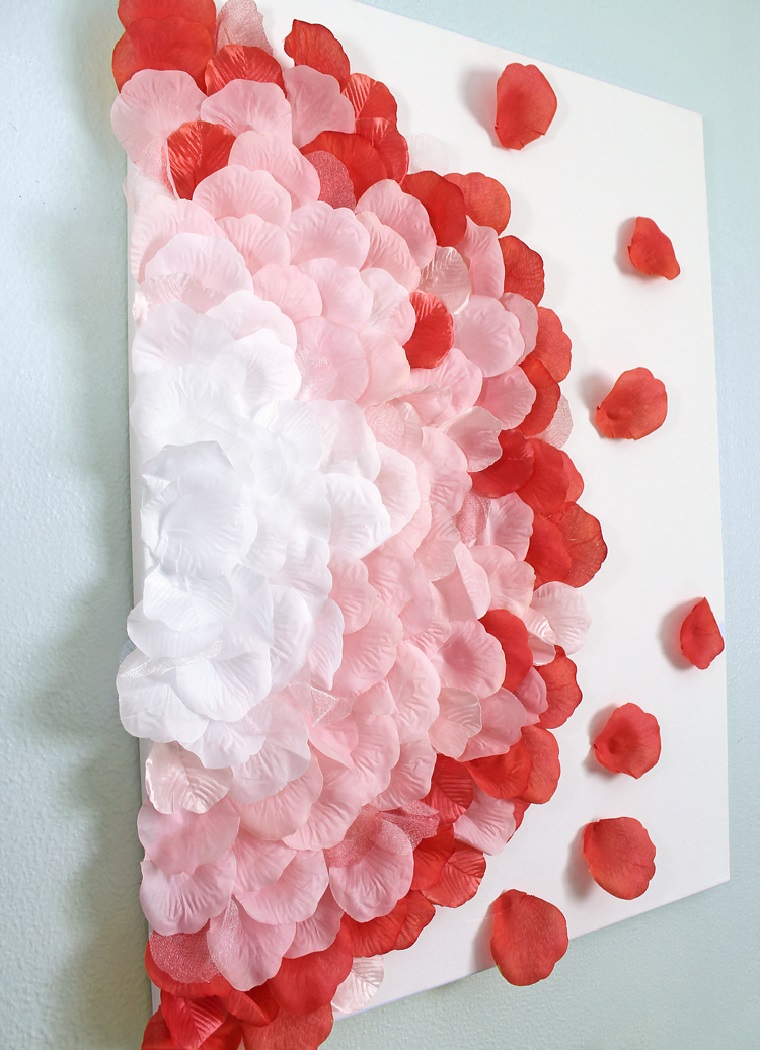 decoracion-pared-cuadro-petalos-rosa-estilo