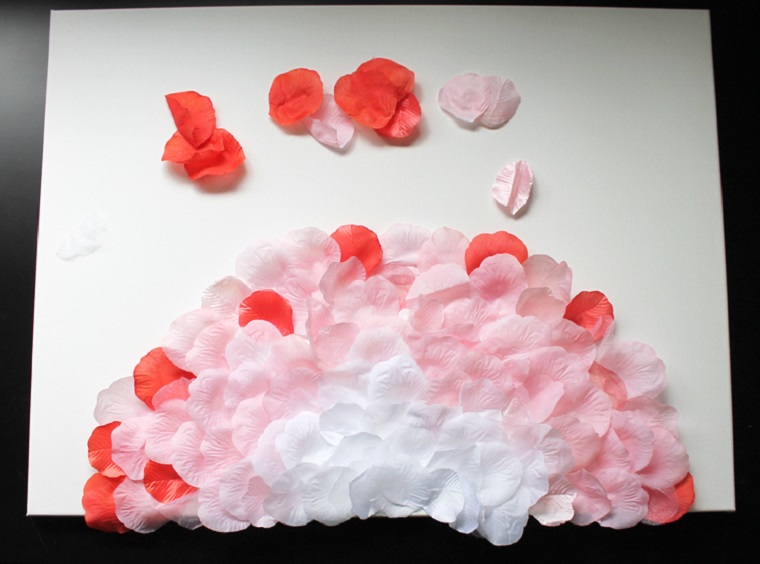 decoracion-pared-cuadro-petalos-rosa-manualidades