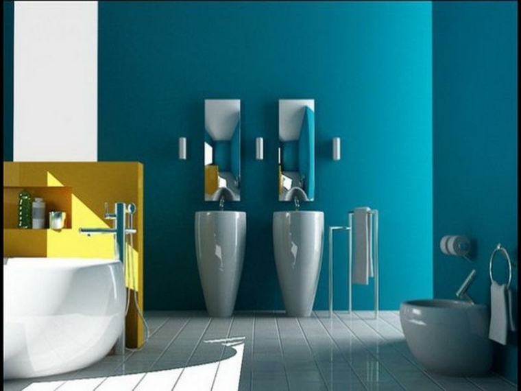 Baños modernos de color azul para unos espacios llenos de armonía