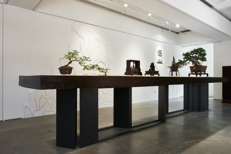 mesa-alargada-madera-bonsai