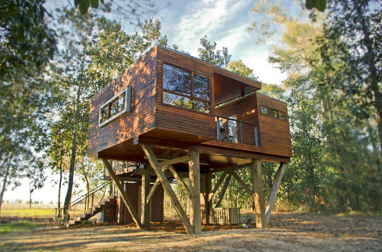 casas de madera modernas en el bosque