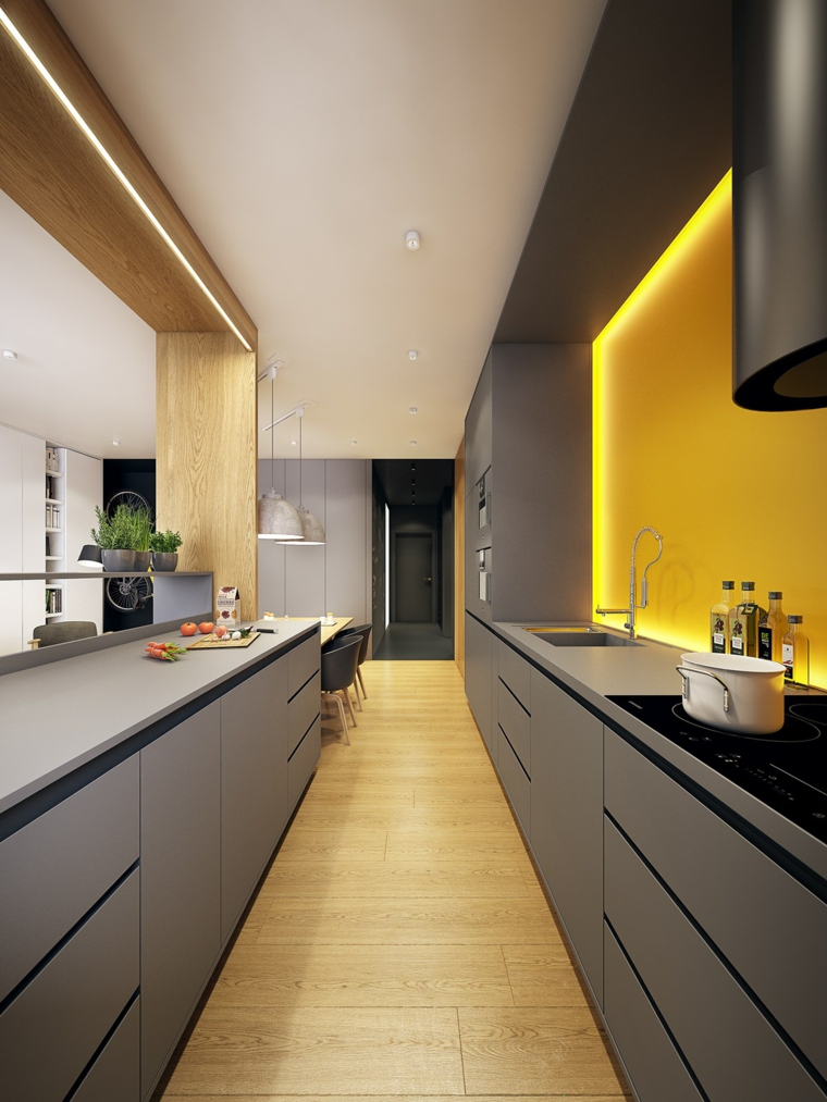 decoración moderna-cocina-salpicadero-amarillo