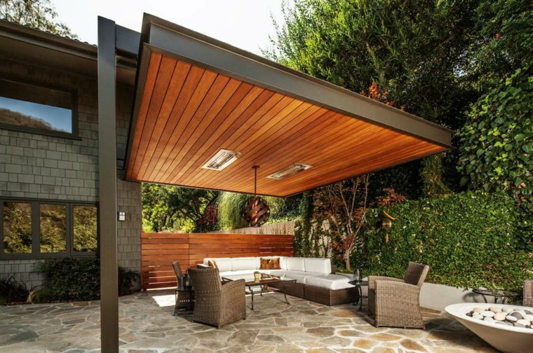 pergolas de madera-modernas-decorar-jardin